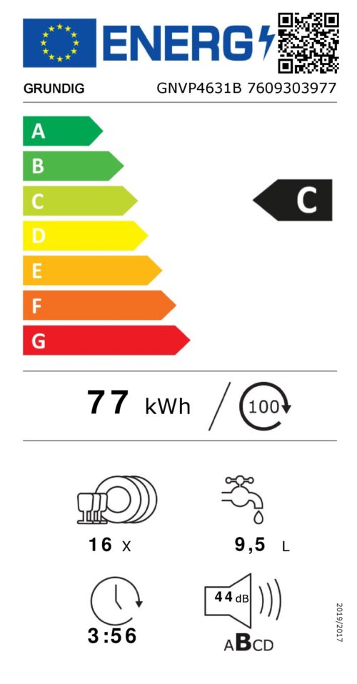 Grundig GNVP4631B Inbouw vaatwasser | 16 couverts | Automatische deuropening | CornerWash | 8 prog. | 44 dB | Energielabel C - Afbeelding 7