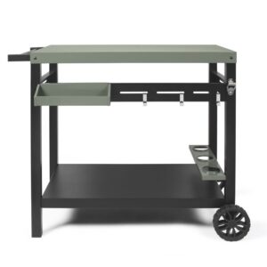 LIVOO GS167V trolley | Buitenkeuken | Barbecue trolley | Multifunctioneel | Groen / Zwart